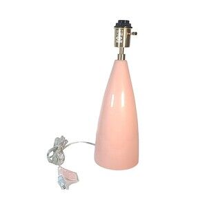 Pink Glass Art Deco Style Tall Cylinder Table Lamp Gold Hardware Tested- Works